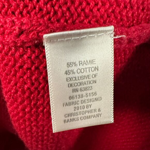 Christopher & Banks 1/4 Zip Pullover Knit Sweater Red Scottie Christmas XS Women - Picture 4 of 5